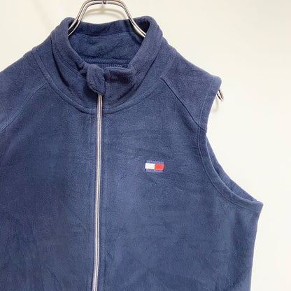 古着 used　TOMMY HILFIGER トミーヒルフィガー　フリースベスト　紺 ワンポイントロゴ刺繡　Lサイズ
