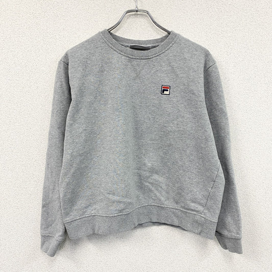 FILA　フィラ　スウェット/トレーナー　前V　刺繍ロゴ　ワンポイント　スポーツミックス　ストリート　灰色　グレー　Lサイズ
