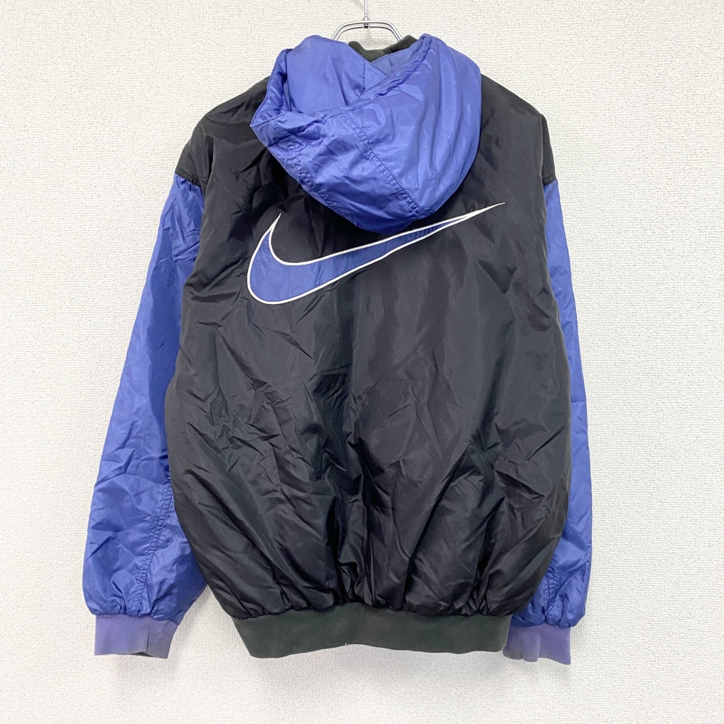 90s　NIKE　ナイキ　ナイロンジャケット/スタジャン　黒　ブラック　紫　パープル　Mサイズ