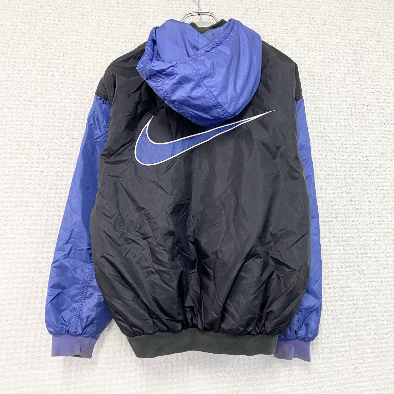 90s　NIKE　ナイキ　ナイロンジャケット/スタジャン　黒　ブラック　紫　パープル　Mサイズ