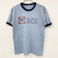 80s　SCREEN STARS　スクリーンスターズ　半袖プリントリンガーTシャツ　シングルステッチ　US製　青　ブルー　Lサイズ