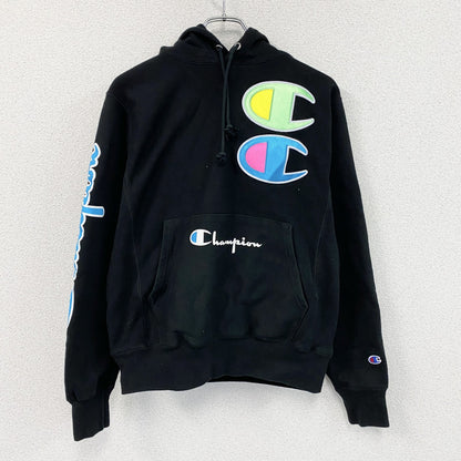 Champion　チャンピオン　リバースウィーブ　スウェットパーカー/フーディー　デカロゴ　黒　ブラック　Sサイズ