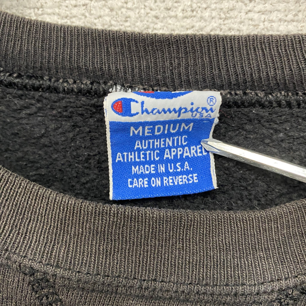 90s～　Champion　チャンピオン　スウェット/トレーナー　前V　フェード　刺繍ロゴ　黒　ブラック　Mサイズ