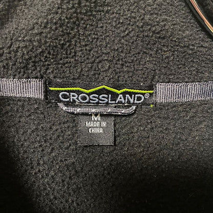 CROSSLAND　フリースジャケット/ボアジャケット　刺繍ロゴ　ワンポイント　ハイネック　黒　ブラック　Mサイズ
