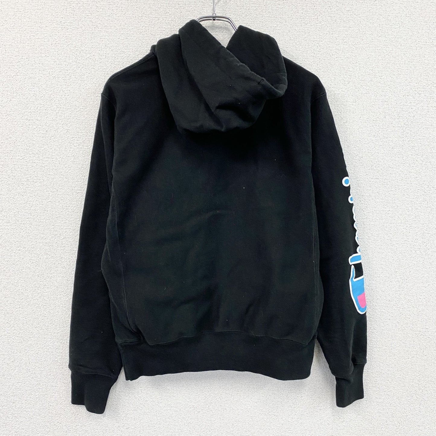 Champion　チャンピオン　リバースウィーブ　スウェットパーカー/フーディー　デカロゴ　黒　ブラック　Sサイズ