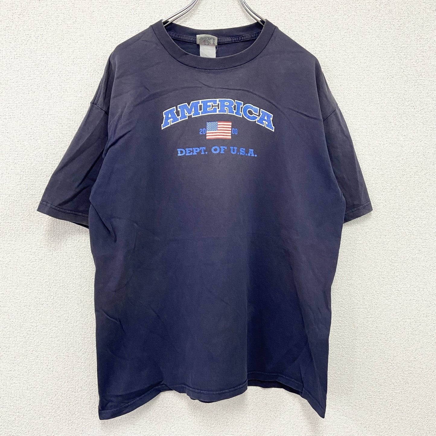 00s　SOF Tee　半袖プリントTシャツ　フェード　星条旗　ヴィンテージ　紺　ネイビー　