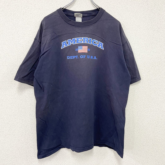 00s　SOF Tee　半袖プリントTシャツ　フェード　星条旗　ヴィンテージ　紺　ネイビー　
