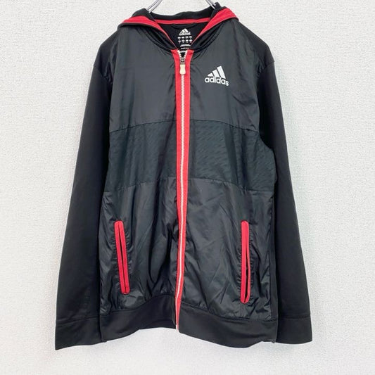 adidas　アディダス　ナイロンジャケット　フルジップ　黒　ブラック　Sサイズ
