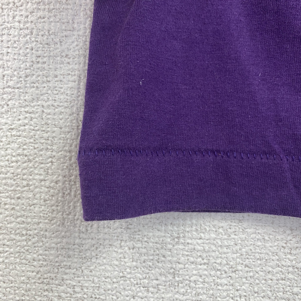 80s　FRUIT OF THE LOOM　半袖プリントTシャツ　シングルステッチ　ヴィンテージ　紫　パープル　Lサイズ