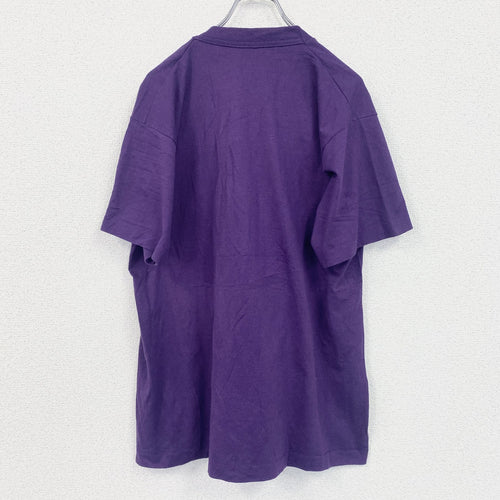 80s　FRUIT OF THE LOOM　半袖プリントTシャツ　シングルステッチ　ヴィンテージ　紫　パープル　Lサイズ