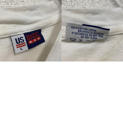 90s～　US BASIC　半袖プリントTシャツ　ヴィンテージ　白　ホワイト　Lサイズ