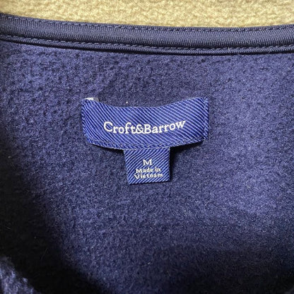 古着 used　Croft&Barrow　長袖ハイネックフリースジャケット　バイカラー　ネイビー　ベージュ　レトロ　Mサイズ