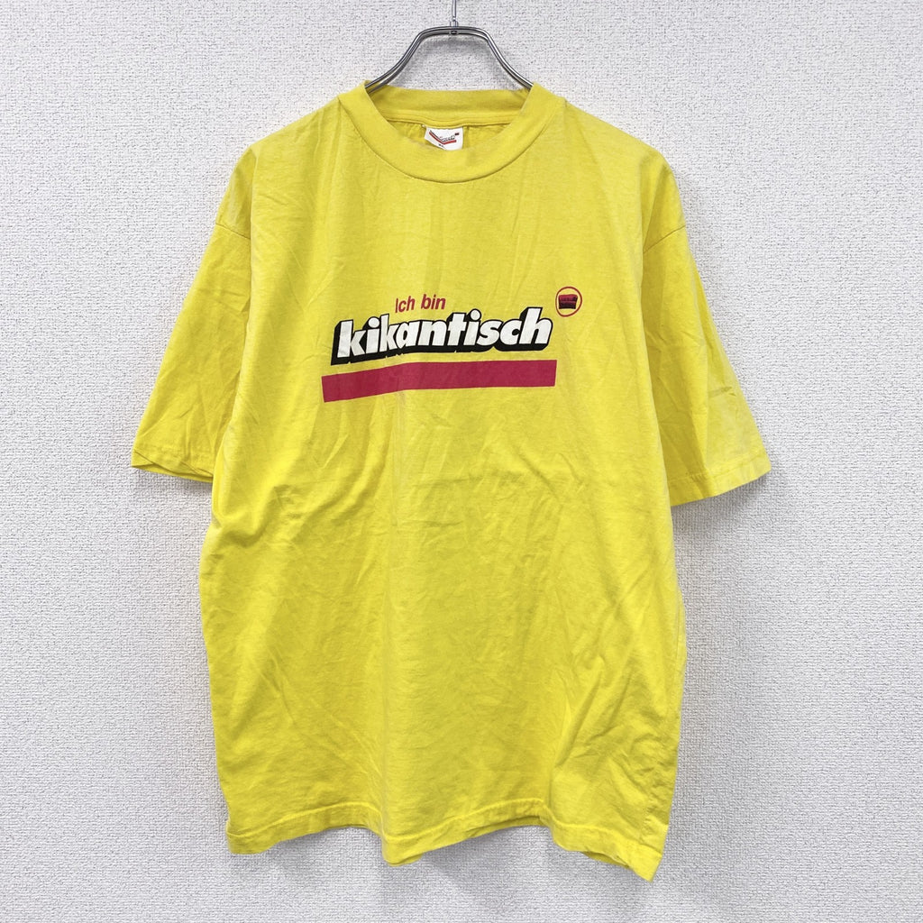 00s～　kikantisch　半袖プリントTシャツ 　PIZZA　ユーロヴィンテージ　黄色　イエロー　XLサイズ