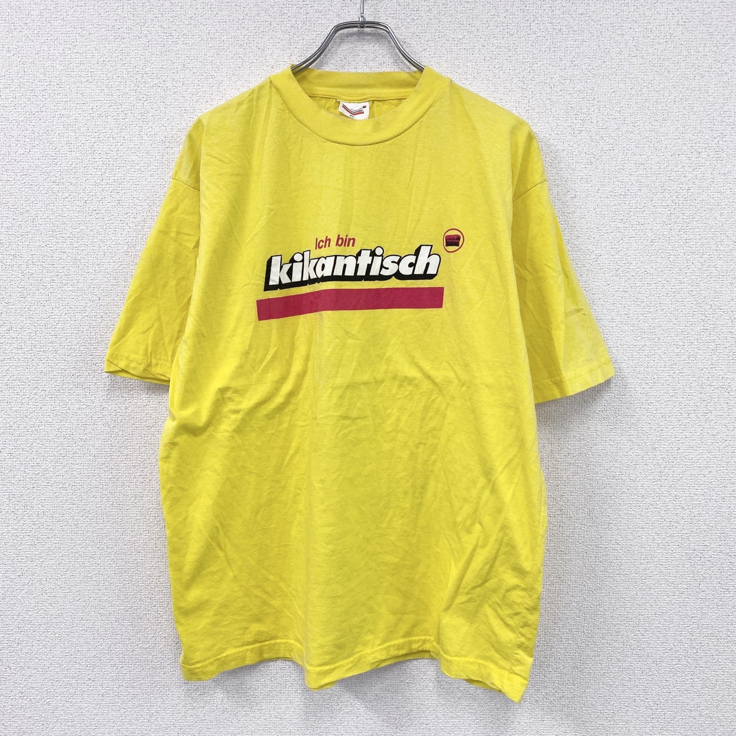 00s～　kikantisch　半袖プリントTシャツ 　PIZZA　ユーロヴィンテージ　黄色　イエロー　XLサイズ