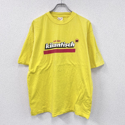00s～　kikantisch　半袖プリントTシャツ 　PIZZA　ユーロヴィンテージ　黄色　イエロー　XLサイズ