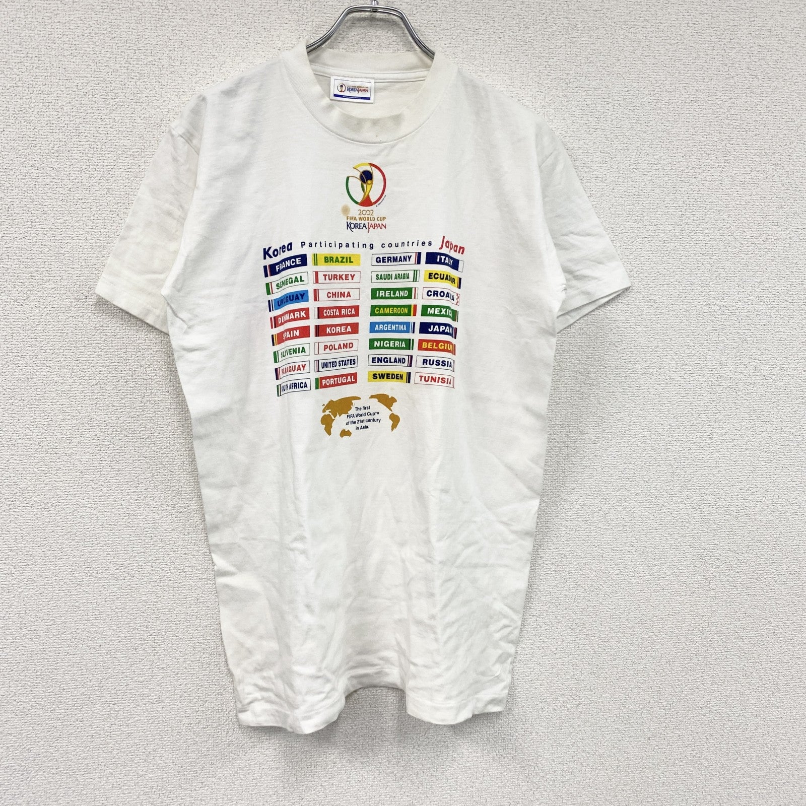 00s　FIFA WORLD CUP　日韓ワールドカップ　半袖プリントTシャツ　ヴィンテージ　白　ホワイト