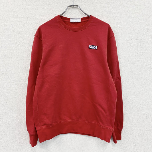 FILA　フィラ　スウェット/トレーナー　ワンポイント　ワッペン　スポーツミックス　クルーネック　赤　レッド　Mサイズ