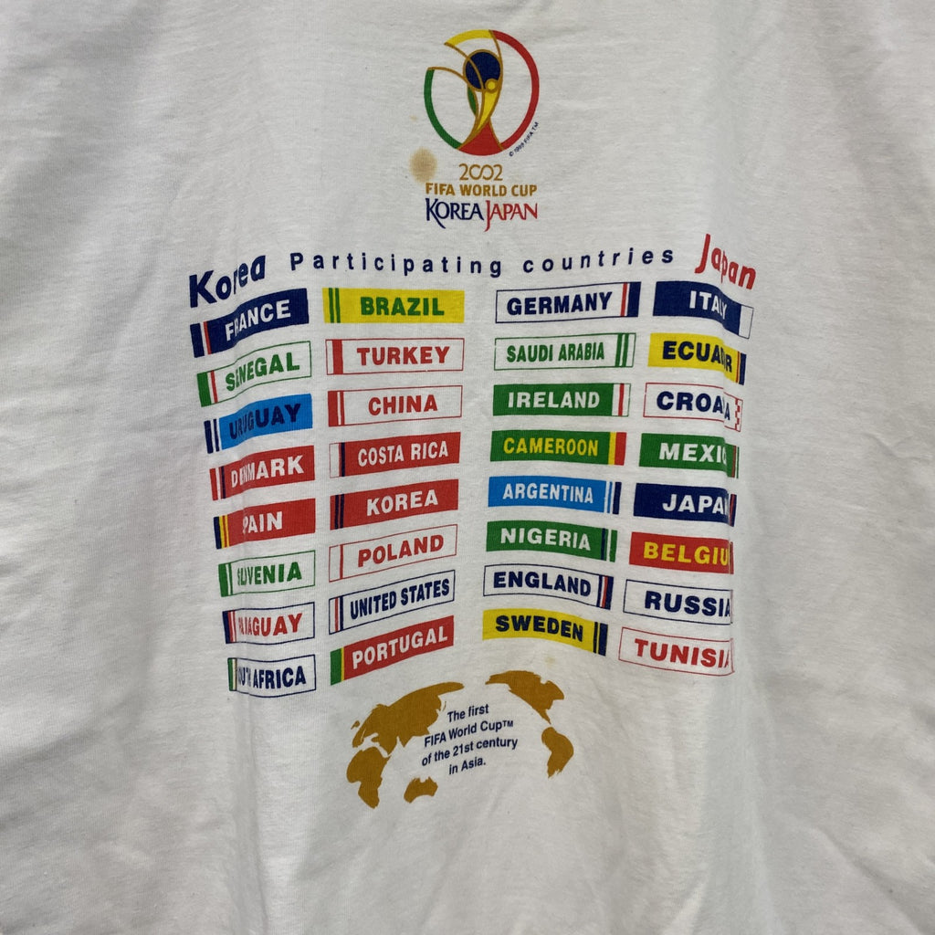 00s　FIFA WORLD CUP　日韓ワールドカップ　半袖プリントTシャツ　ヴィンテージ　白　ホワイト