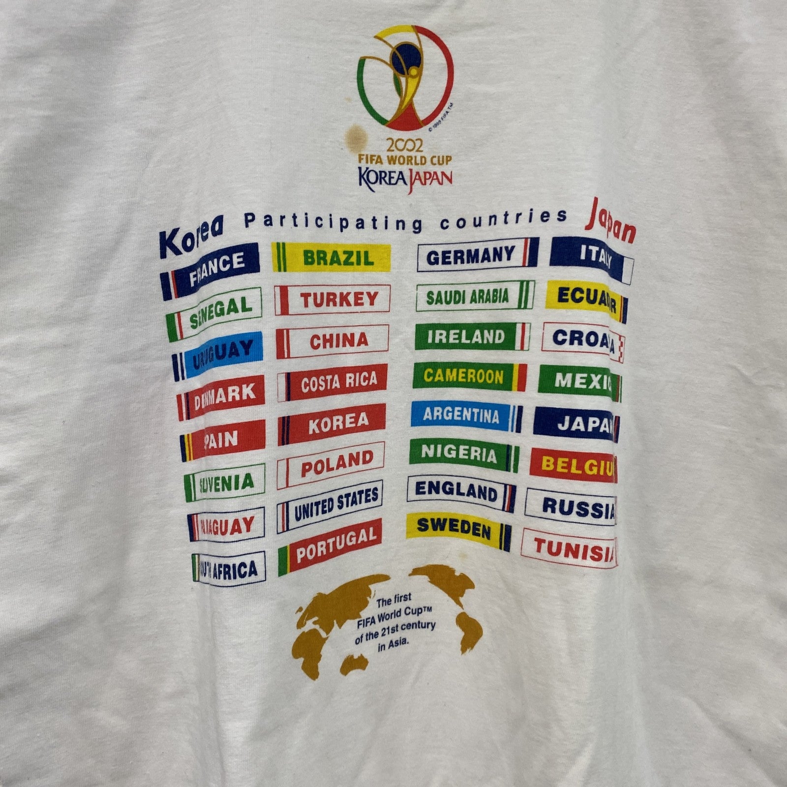 00s　FIFA WORLD CUP　日韓ワールドカップ　半袖プリントTシャツ　ヴィンテージ　白　ホワイト