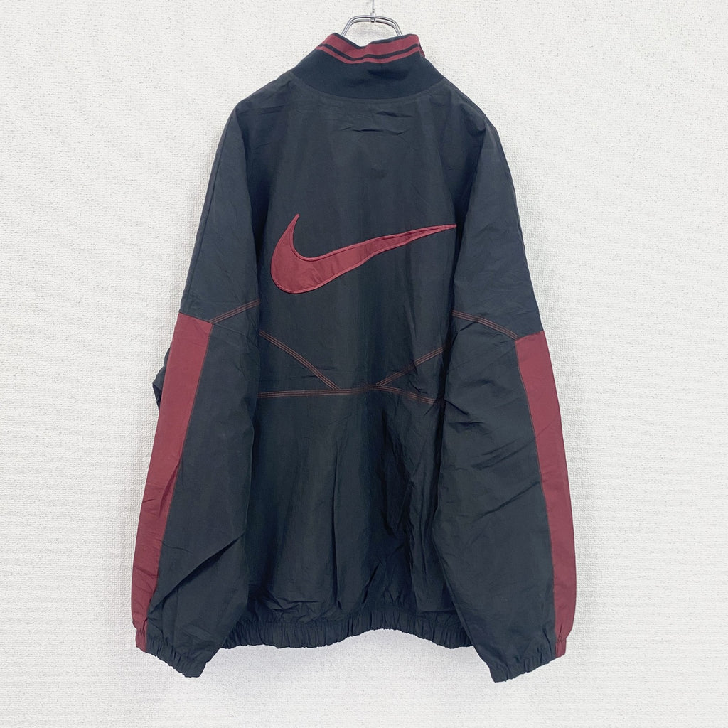 90s　NIKE　ナイキ　プルオーバーナイロンジャケット　ハーフジップ　ヴィンテージ　黒　ブラック　XLサイズ