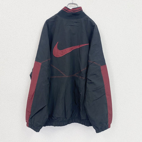 90s　NIKE　ナイキ　プルオーバーナイロンジャケット　ハーフジップ　ヴィンテージ　黒　ブラック　XLサイズ