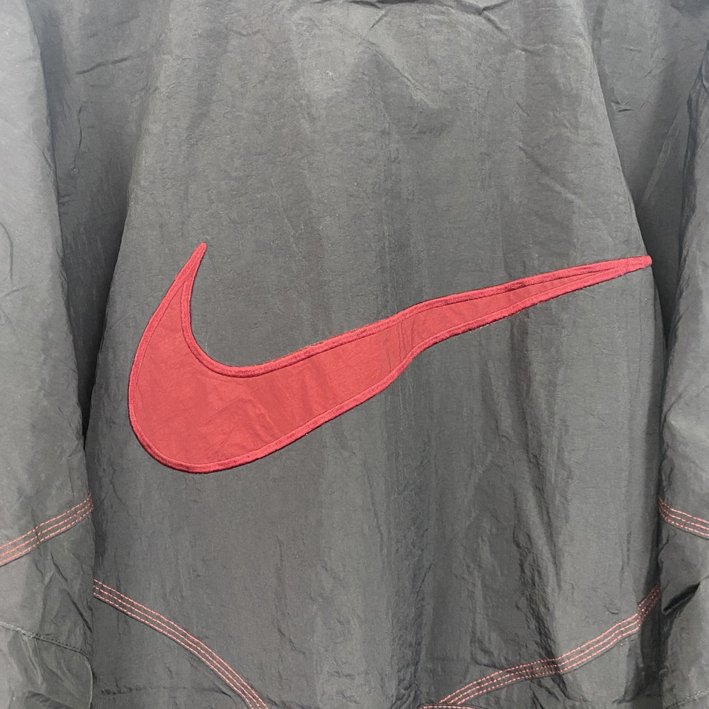 90s　NIKE　ナイキ　プルオーバーナイロンジャケット　ハーフジップ　ヴィンテージ　黒　ブラック　XLサイズ