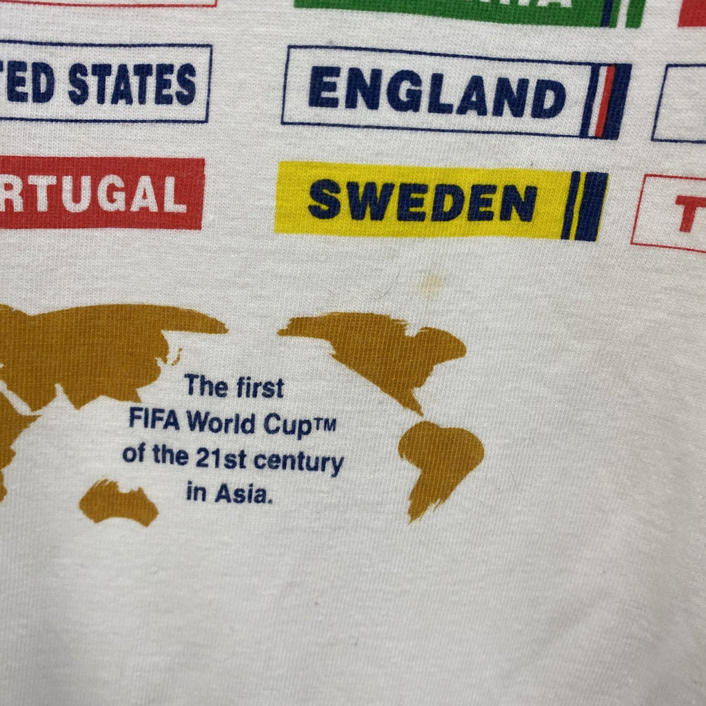 00s　FIFA WORLD CUP　日韓ワールドカップ　半袖プリントTシャツ　ヴィンテージ　白　ホワイト