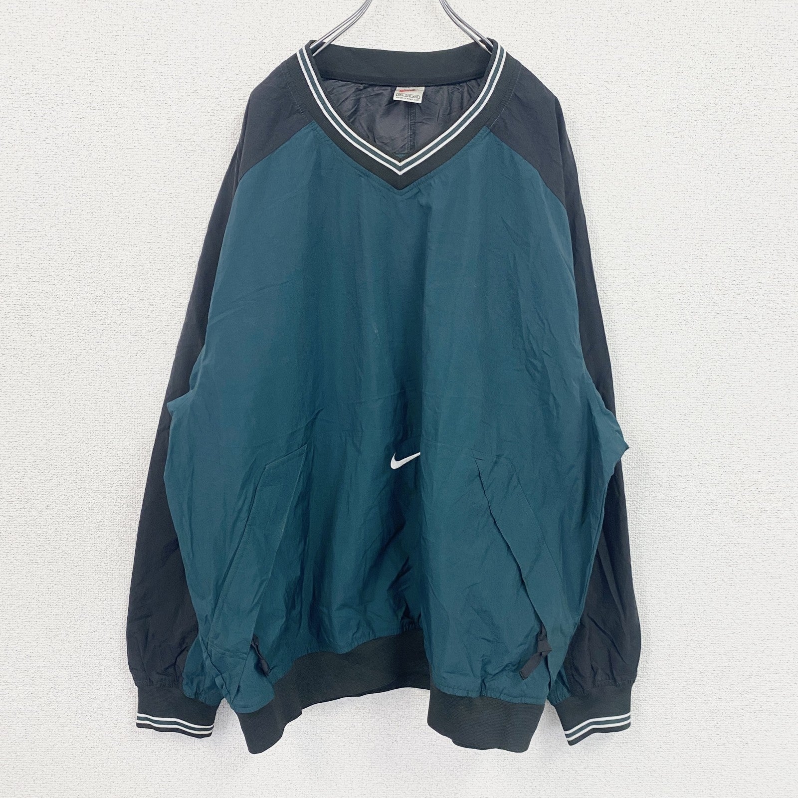 90s　NIKE　ナイキ　プルオーバーナイロンジャケット　ヴィンテージ　緑　グリーン　XXLサイズ