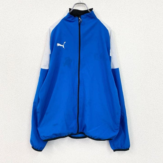 PUMA　プーマ　長袖フルジップナイロンジャケット　ウィンドブレーカー　ワンポイントロゴ　青　ブルー　Lサイズ