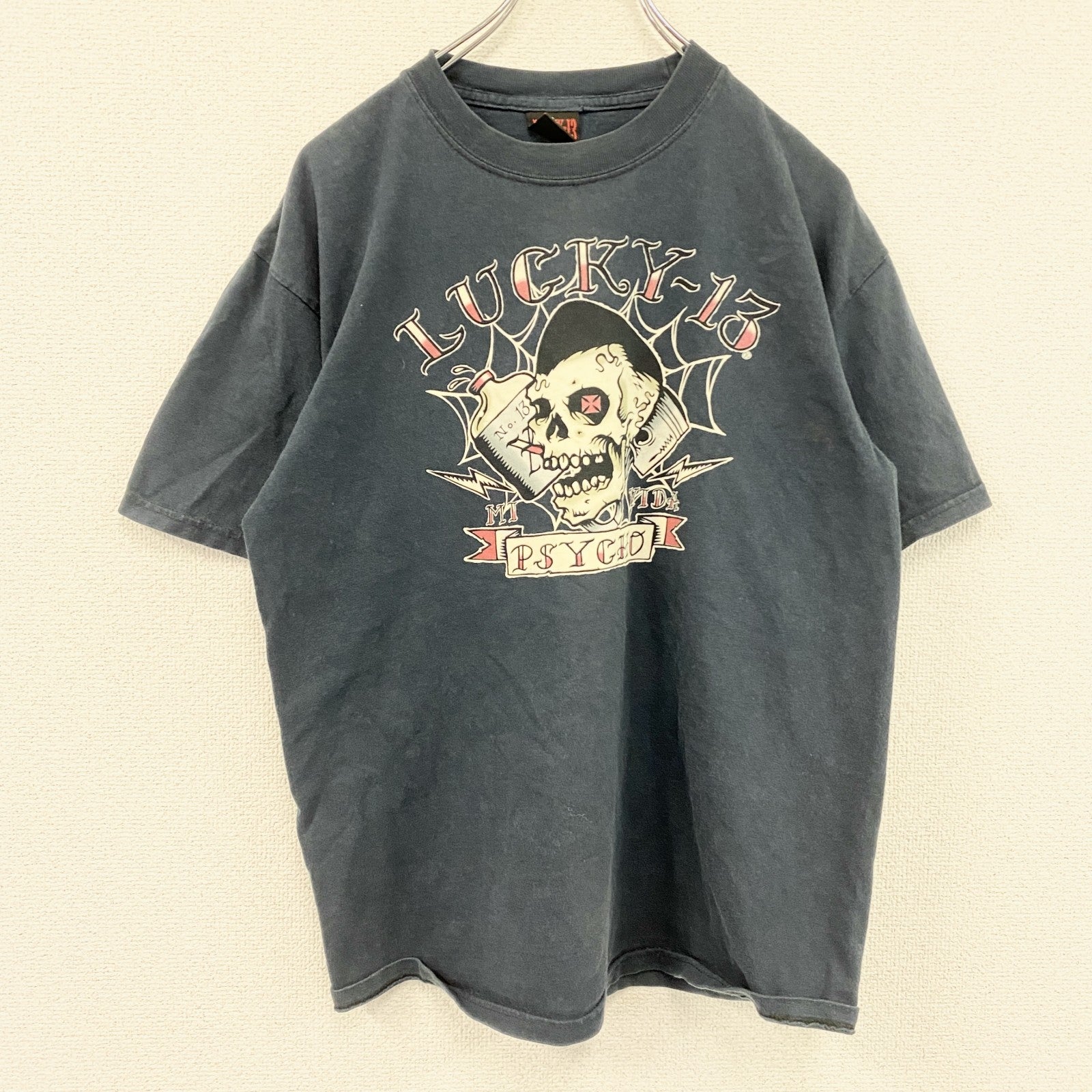 LUCKY13　ラッキーサーティーン　半袖プリントTシャツ　スカルT　黒　ブラック　Mサイズ