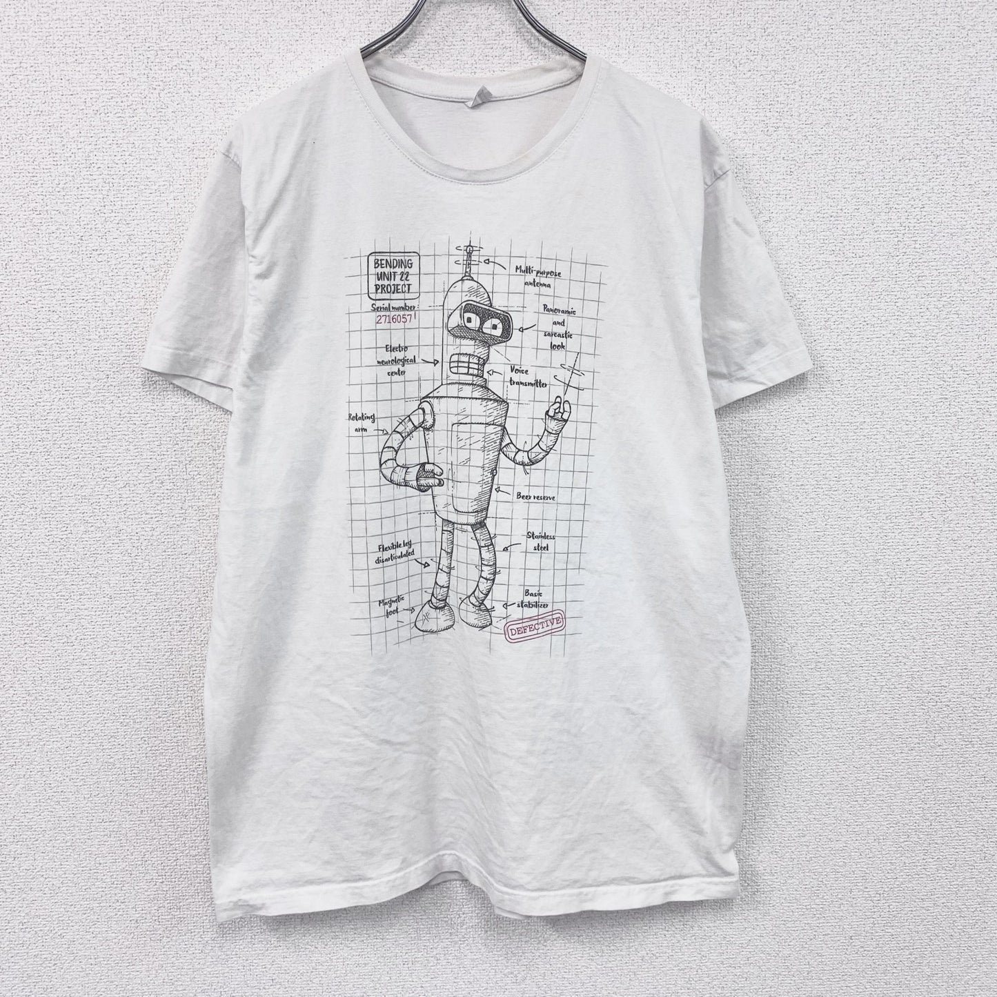 フューチュラマ　ベンダーベンディングロドリゲス　半袖Tシャツ　アニメT　キャラクターT　白　ホワイト　2XLサイズ