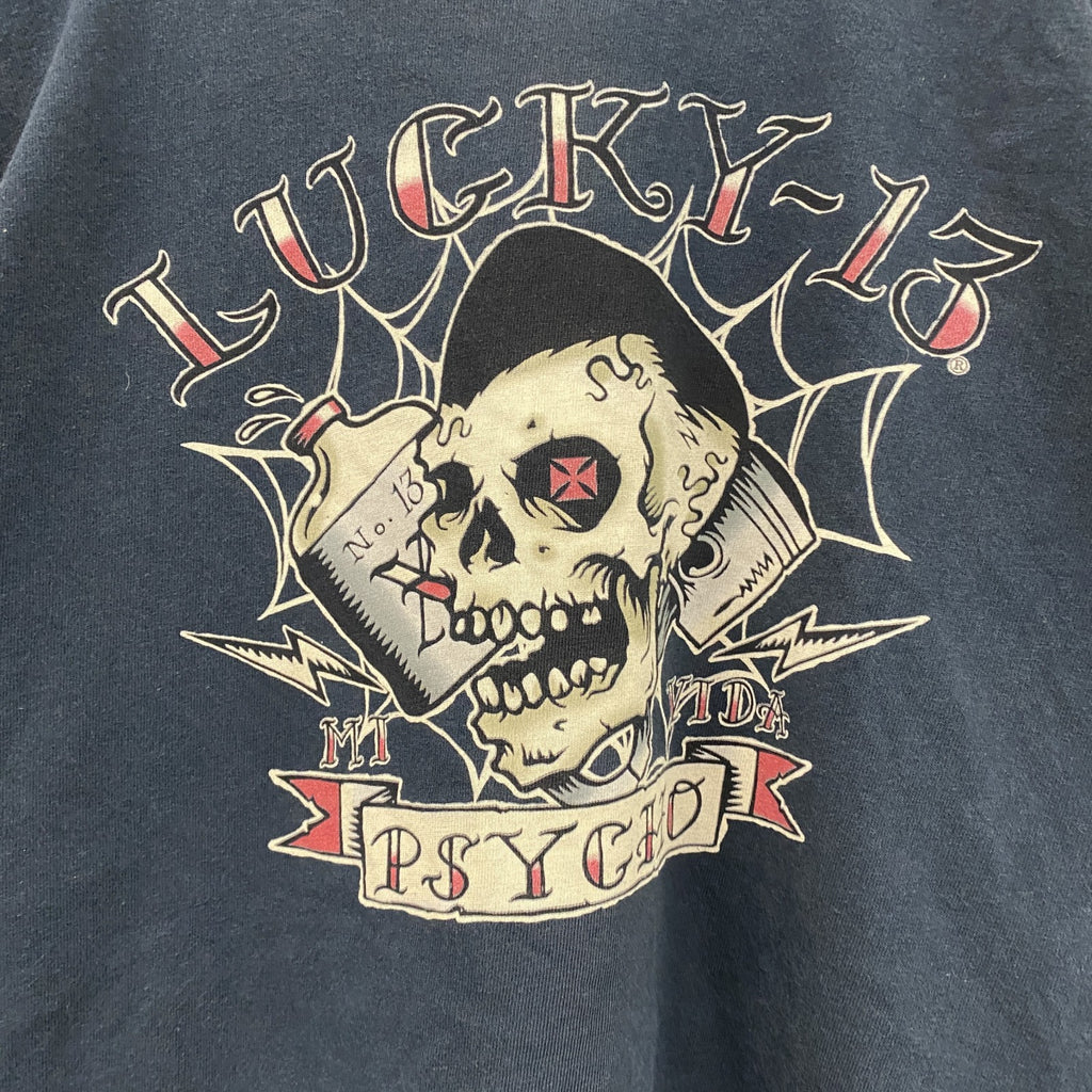 LUCKY13　ラッキーサーティーン　半袖プリントTシャツ　スカルT　黒　ブラック　Mサイズ