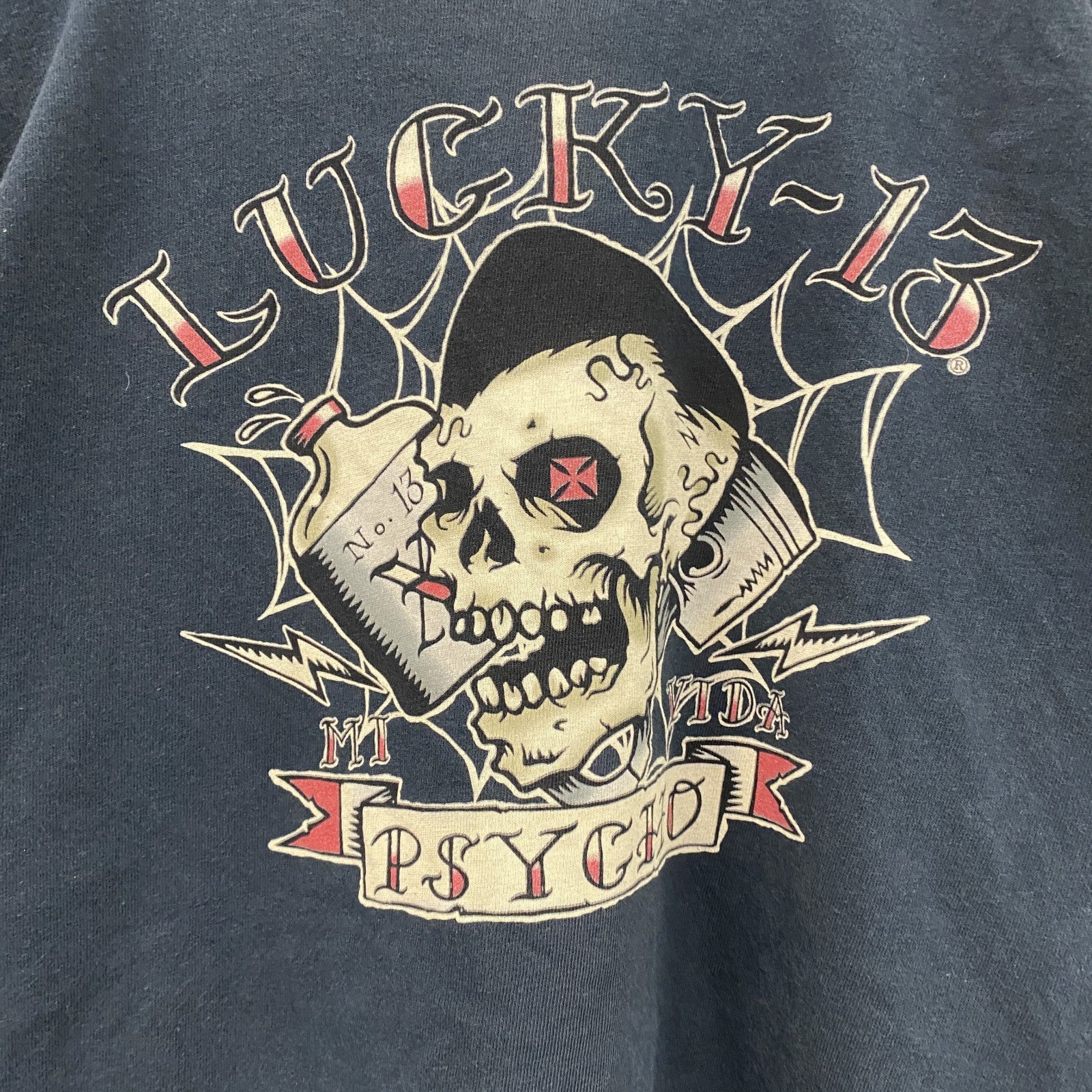 LUCKY13　ラッキーサーティーン　半袖プリントTシャツ　スカルT　黒　ブラック　Mサイズ