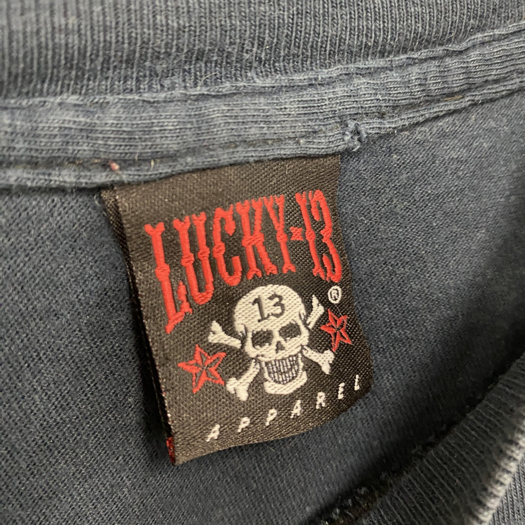 LUCKY13　ラッキーサーティーン　半袖プリントTシャツ　スカルT　黒　ブラック　Mサイズ