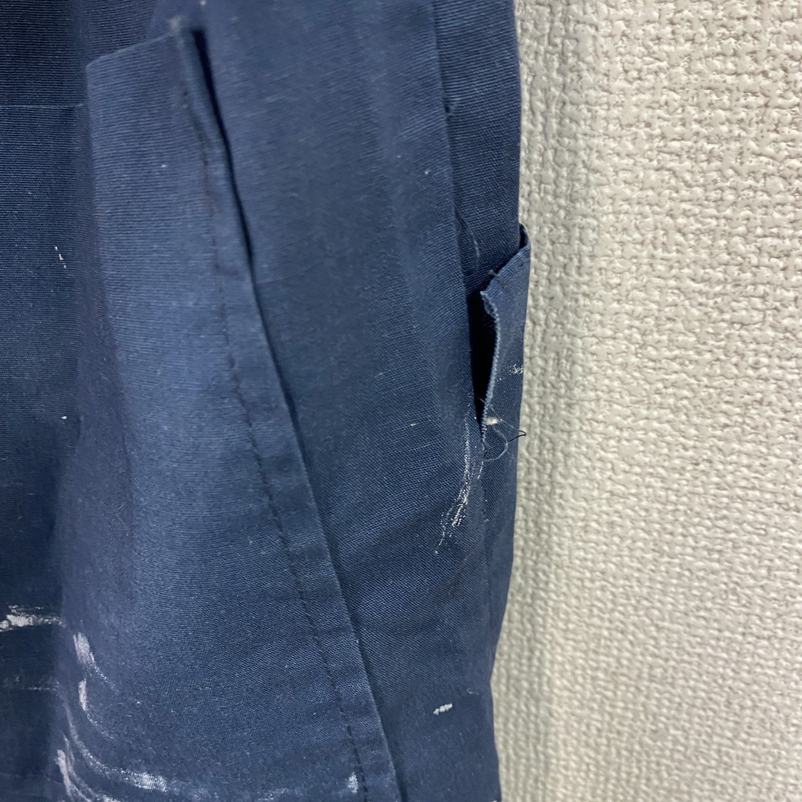 半袖メカニックスーツ　オールインワン/つなぎ　ワークウェア　ペンキ加工　紺　ネイビー