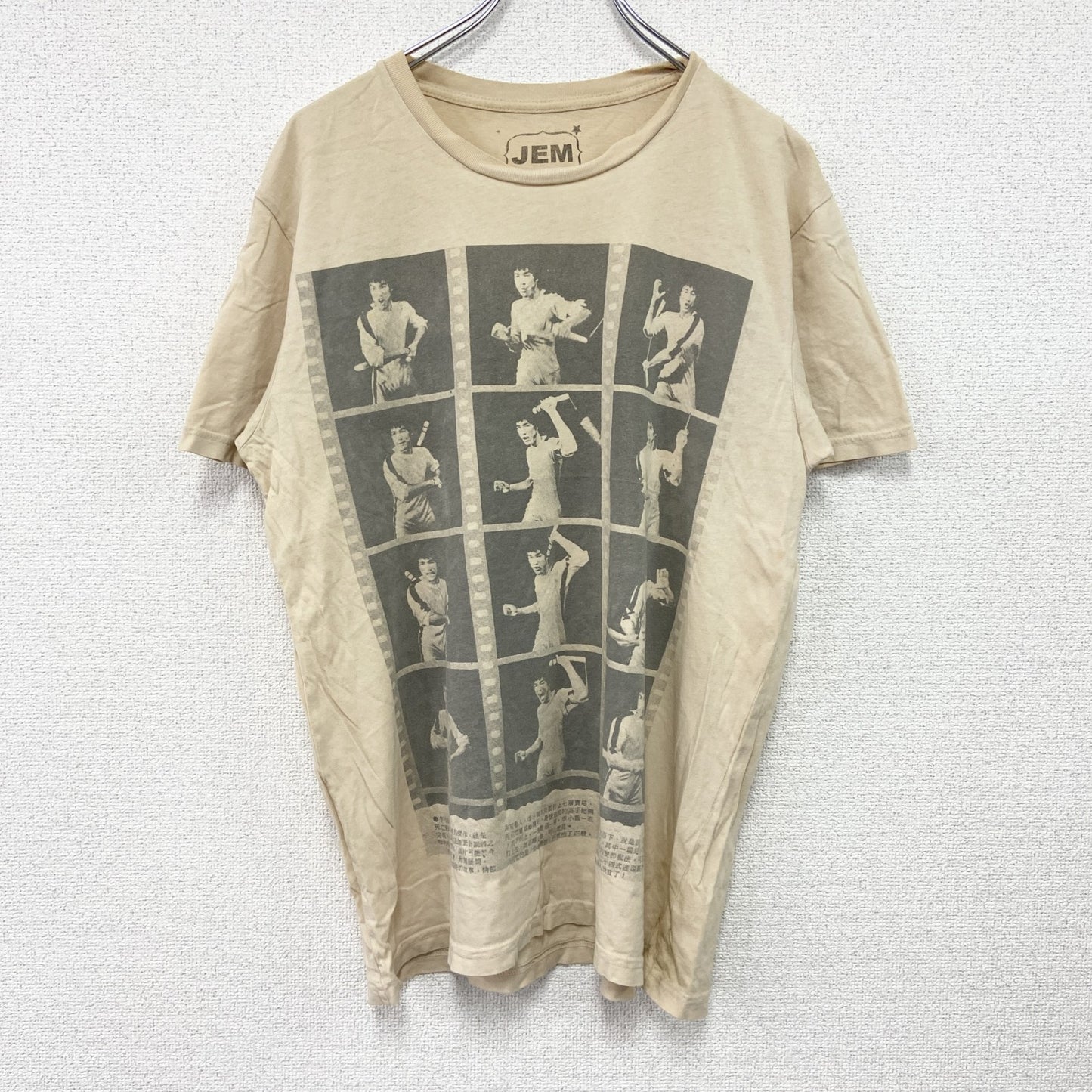 JEM VINTAGE FIT　BRUCELEE　ブルースリー　半袖プリントTシャツ　ベージュ　Mサイズ