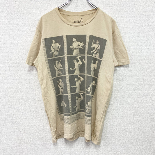 JEM VINTAGE FIT　BRUCELEE　ブルースリー　半袖プリントTシャツ　ベージュ　Mサイズ