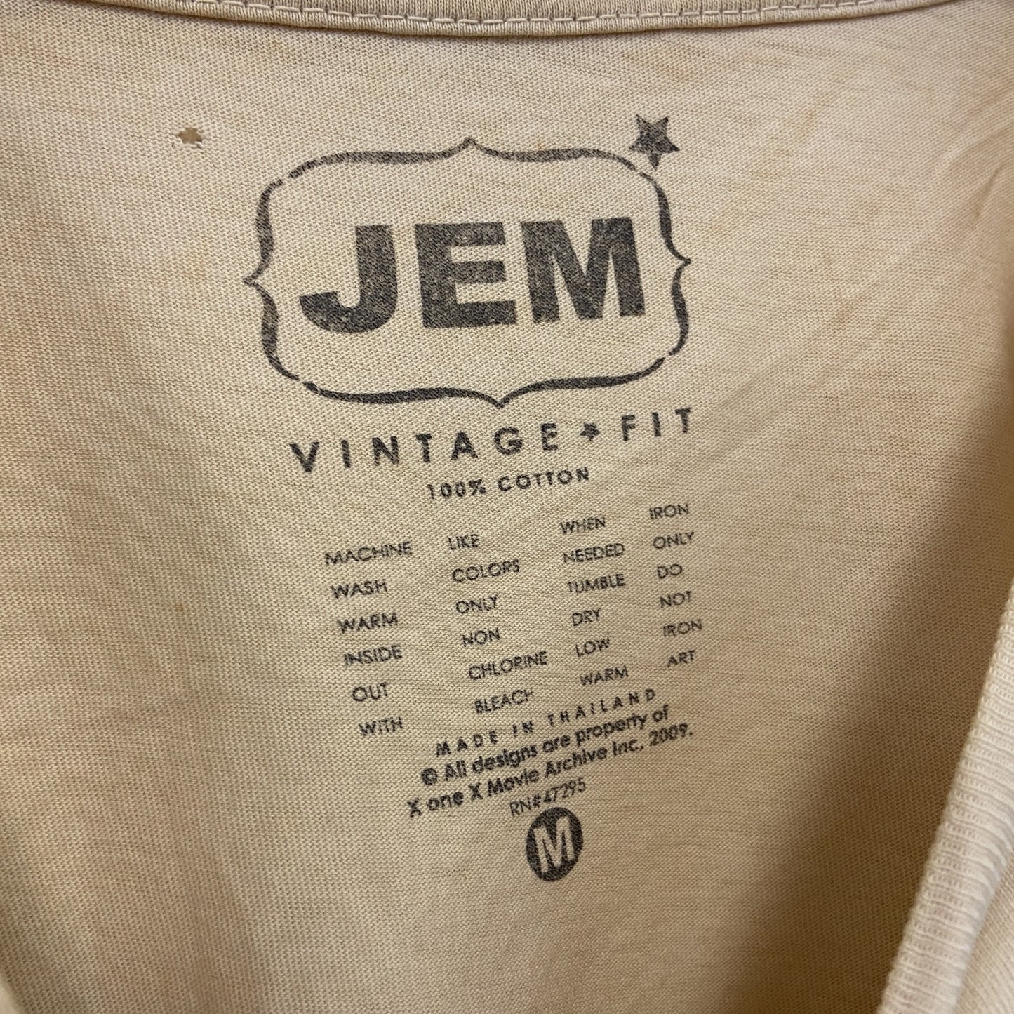 JEM VINTAGE FIT　BRUCELEE　ブルースリー　半袖プリントTシャツ　ベージュ　Mサイズ