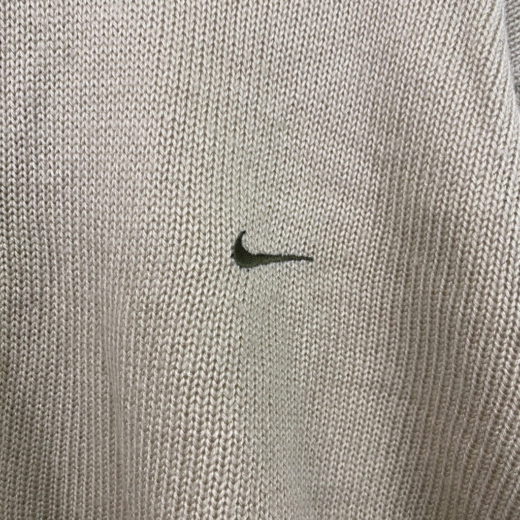 00s　NIKE　ナイキ　フルジップアクリルニットジャケット　ジャージ　切替デザインベージュ　Mサイズ