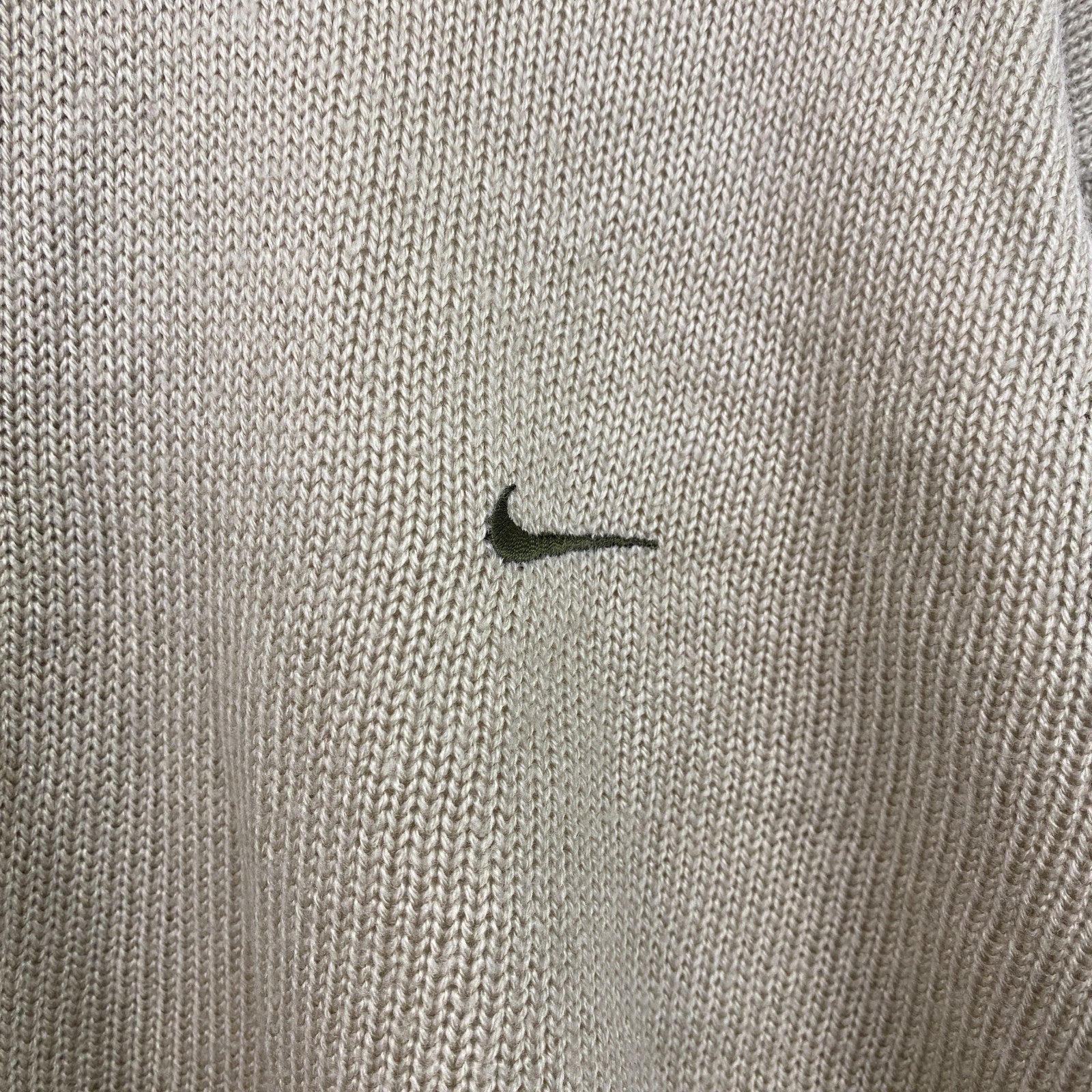 00s　NIKE　ナイキ　フルジップアクリルニットジャケット　ジャージ　切替デザインベージュ　Mサイズ