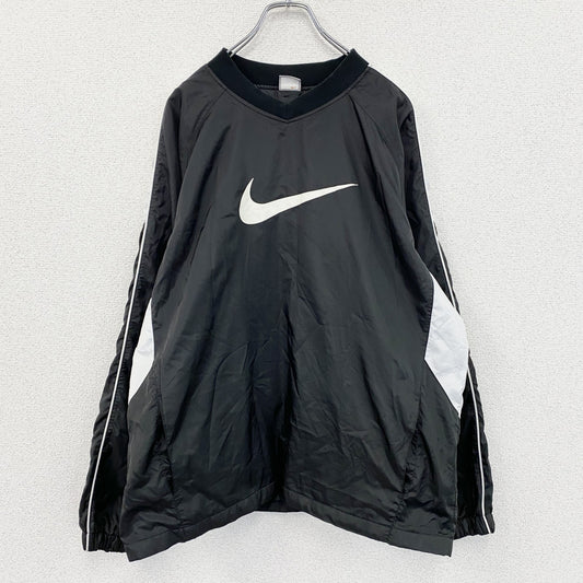 NIKE　ナイキ　プルオーバージャケット　ピステ　スウッシュ　デカロゴ　中綿入り　黒　ブラック　XLサイズ　