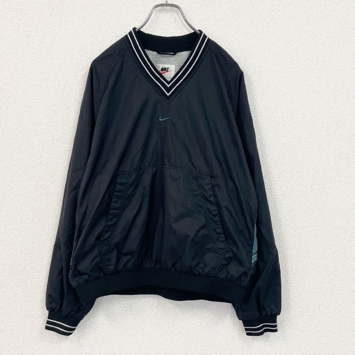 90s　NIKE　ナイキ　ナイロンジャケット　プルオーバー　ヴィンテージ　黒　ブラック　Lサイズ