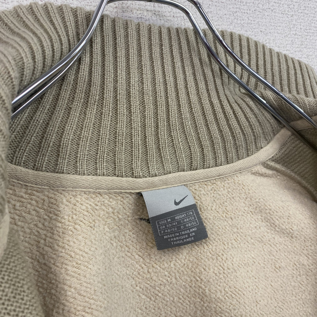 00s　NIKE　ナイキ　フルジップアクリルニットジャケット　ジャージ　切替デザインベージュ　Mサイズ