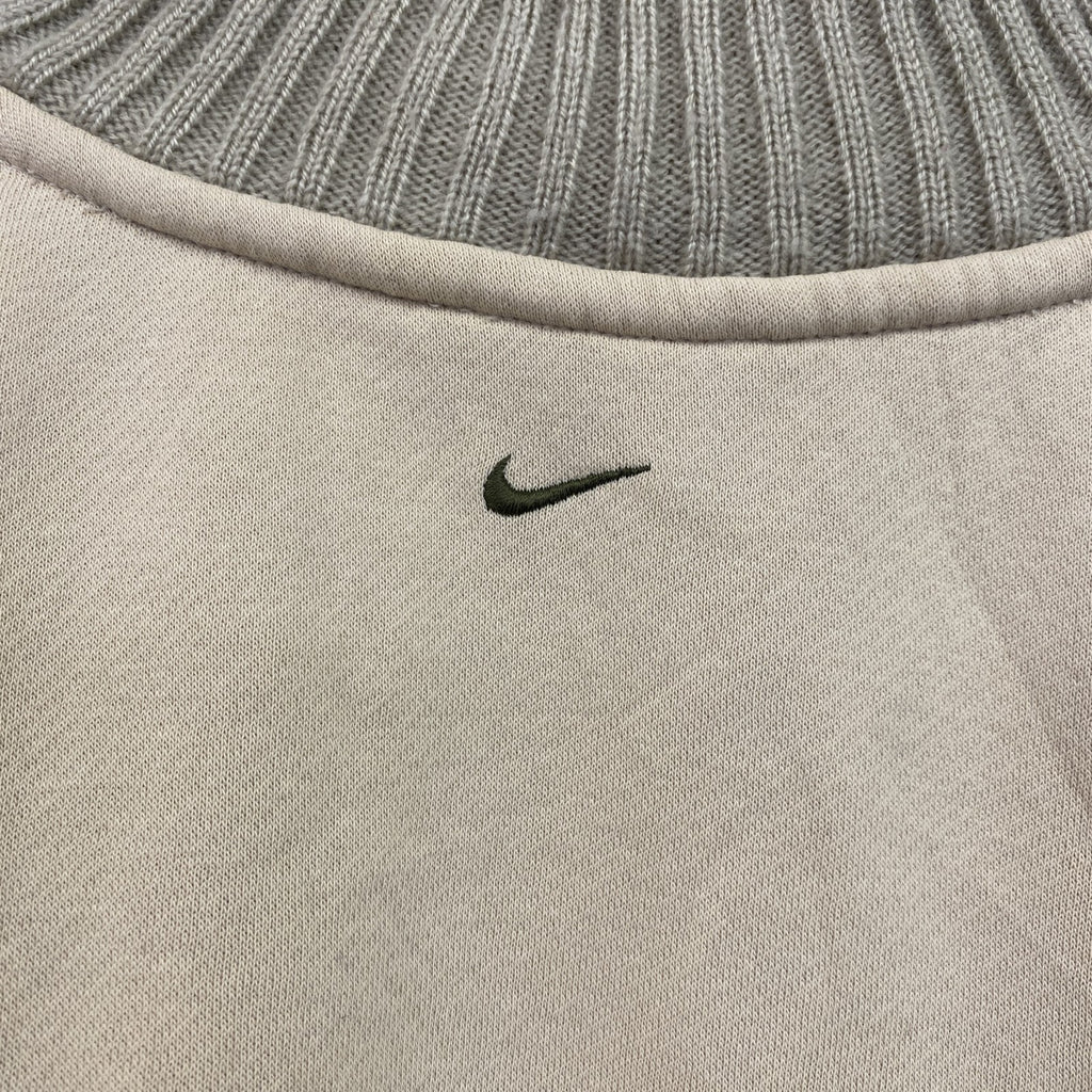 00s　NIKE　ナイキ　フルジップアクリルニットジャケット　ジャージ　切替デザインベージュ　Mサイズ