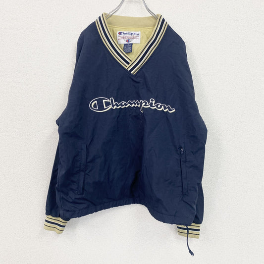 90s　champion　チャンピオン　プルオーバーナイロンジャケット　ヴィンテージ　紺　ネイビー　Mサイズ