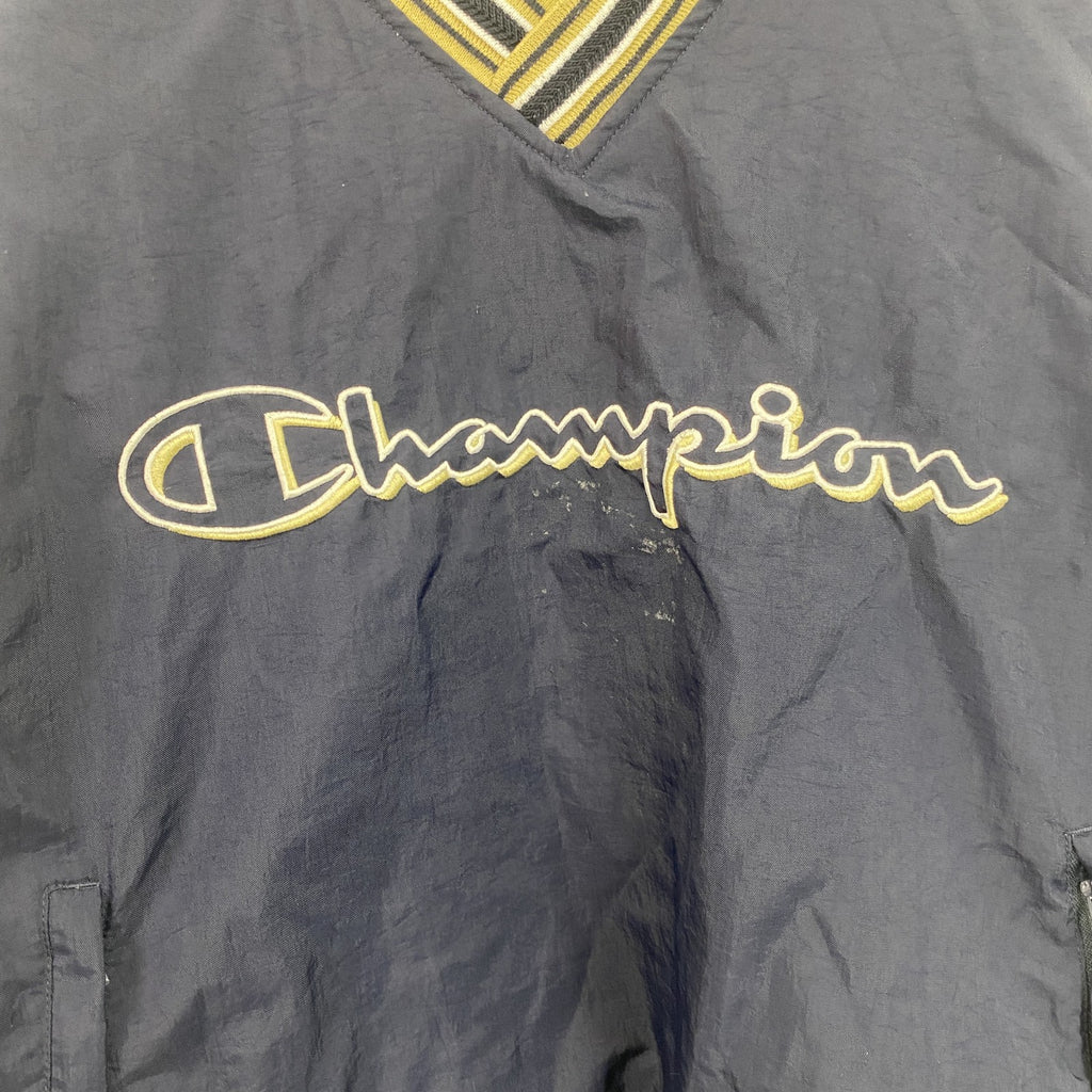 90s　champion　チャンピオン　プルオーバーナイロンジャケット　ヴィンテージ　紺　ネイビー　Mサイズ