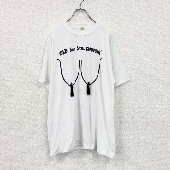 90s　SCREEN STARS　半袖プリントTシャツ　エロT　ヴィンテージ　白　ホワイト　XLサイズ