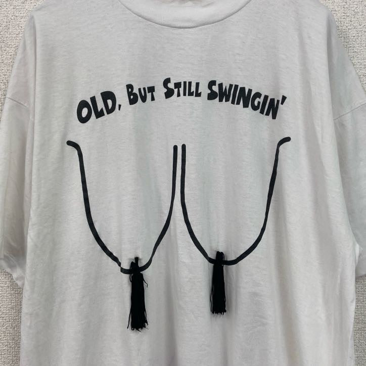 90s　SCREEN STARS　半袖プリントTシャツ　エロT　ヴィンテージ　白　ホワイト　XLサイズ