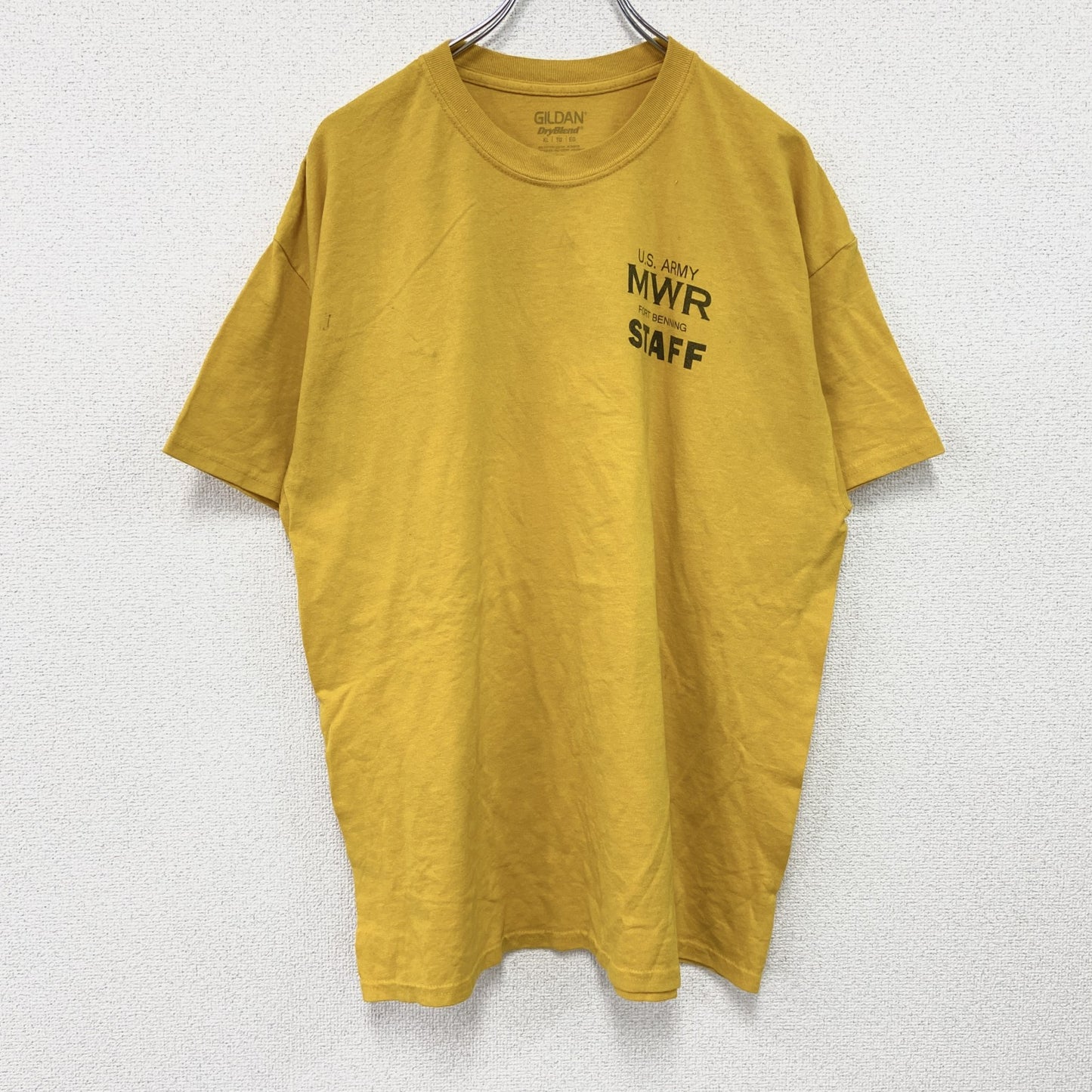 GILDAN　ギルダン　半袖プリントTシャツ　US ARMY　ミリタリー　星条旗　黄色　イエロー　XLサイズ