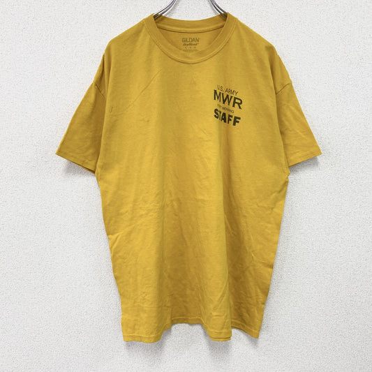 GILDAN　ギルダン　半袖プリントTシャツ　US ARMY　ミリタリー　星条旗　黄色　イエロー　XLサイズ